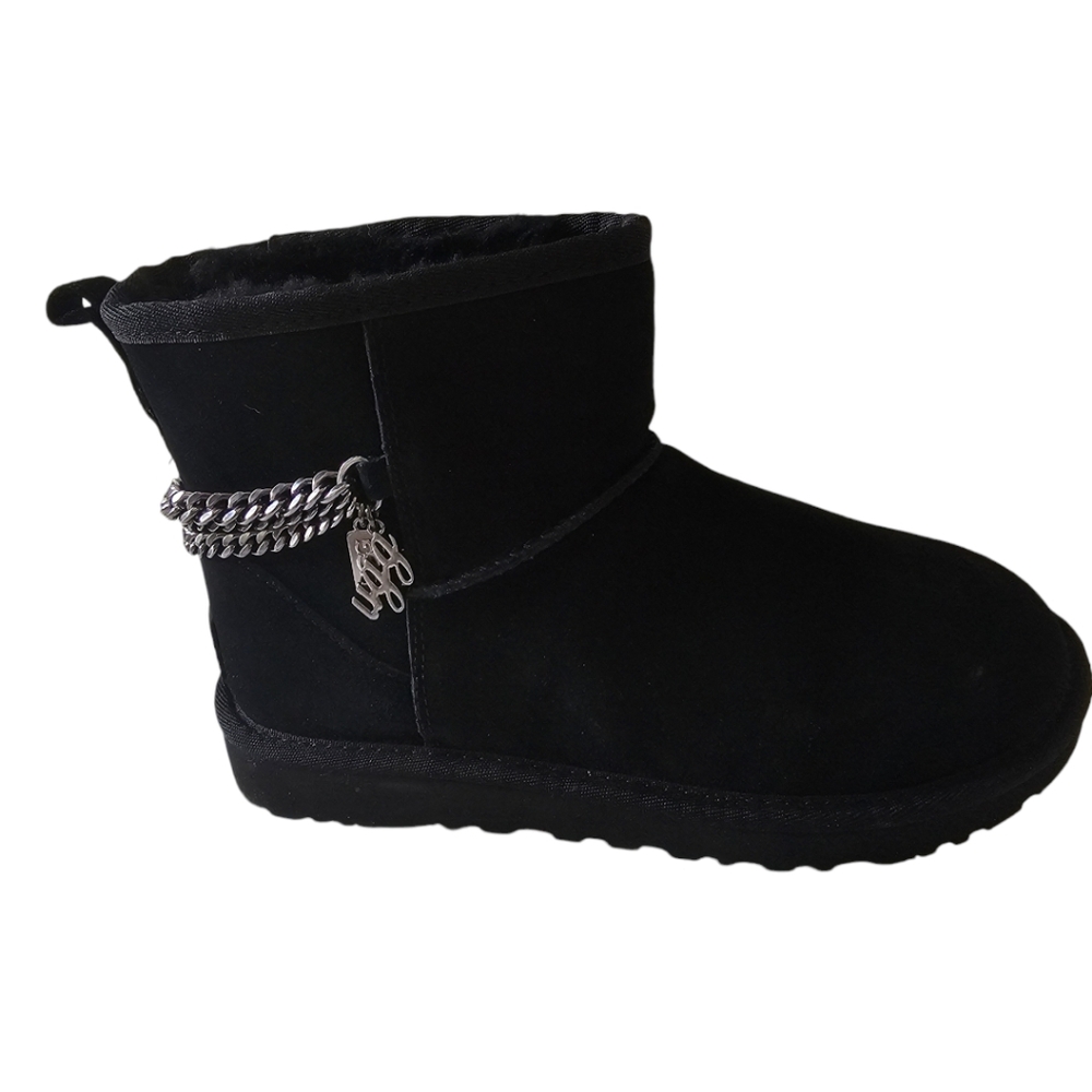 UGG Classic Mini Chains Black Boots Womens Size 6 S/N 1123668